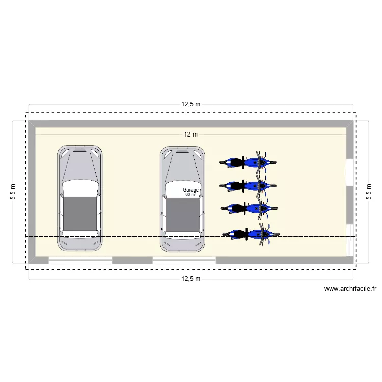 garage. Plan de 1 et 60 m² garage. Plan de 1 et 60 m²