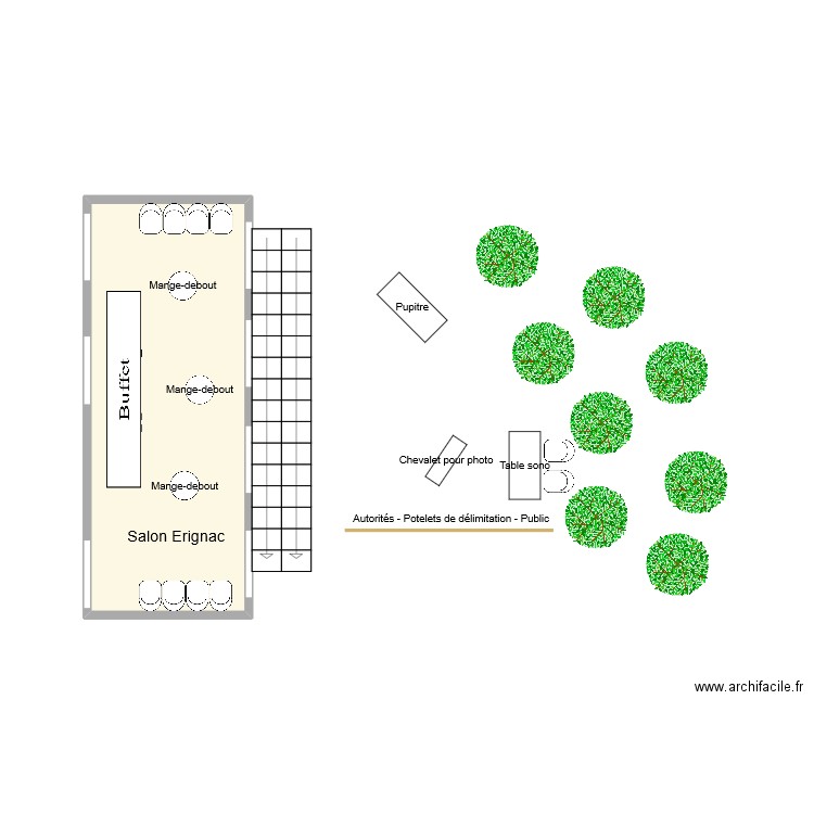 Plan cérémonie police. Plan de 1 pièce et 8 m2