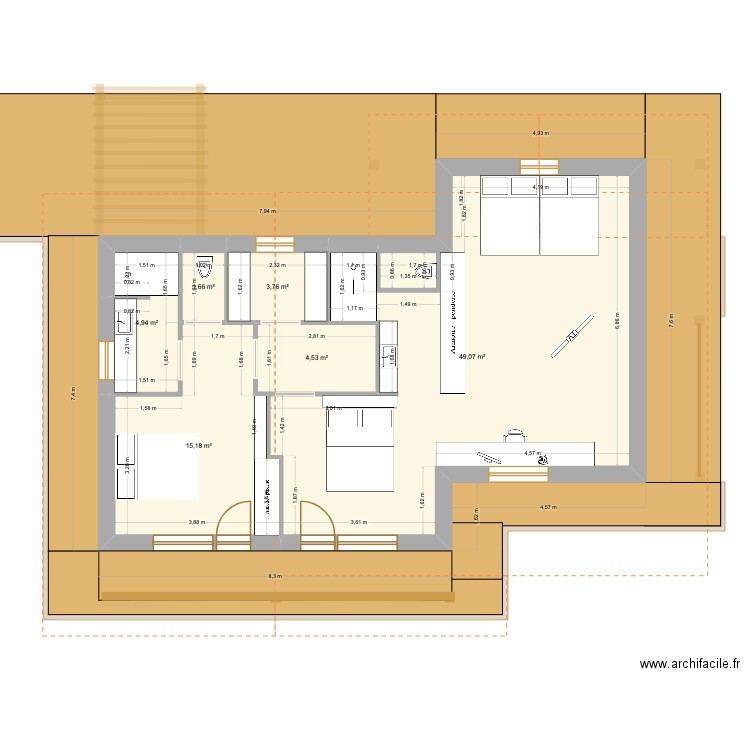 Manigod - V3 toiture. Plan de 11 pièces et 301 m2