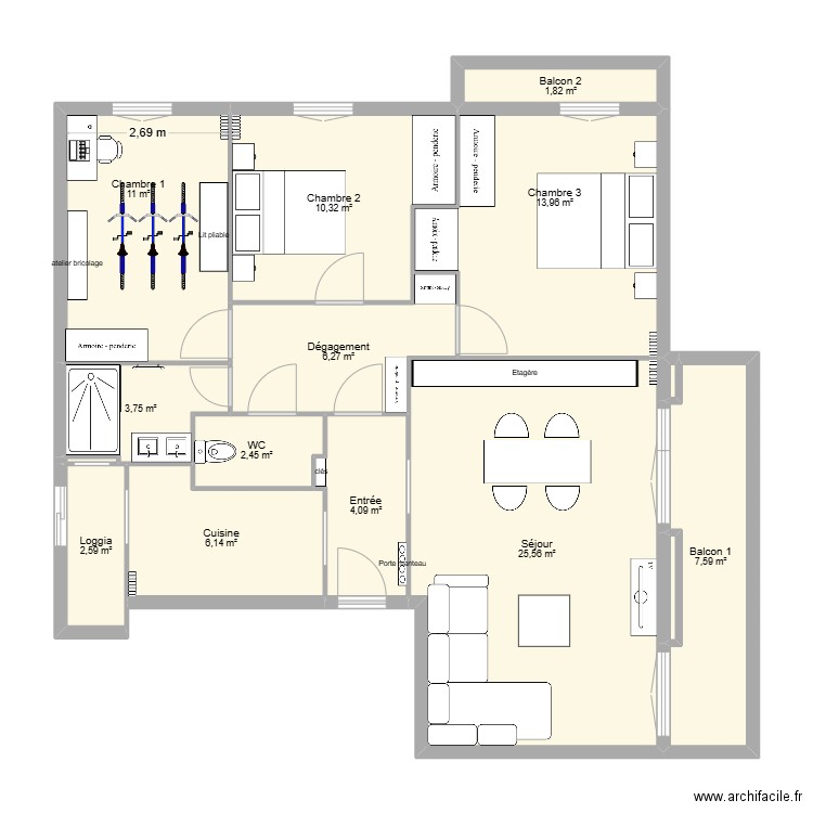 Marseille 25/04/02 V2. Plan de 15 pièces et 96 m2