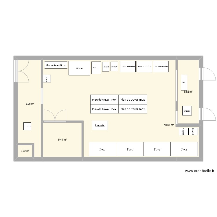 Labo Cuisine v1. Plan de 5 pièces et 68 m2