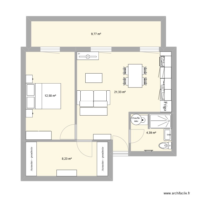 samatan. Plan de 5 pièces et 56 m2