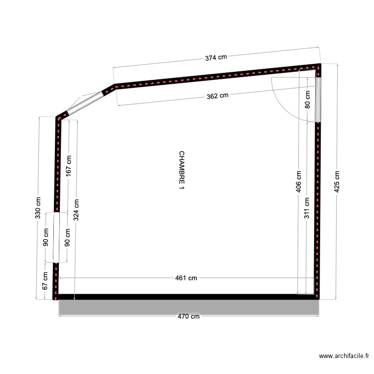 CHAMBRE 1- AVANT TRAVAUX-v3. Plan de 0 pièce et 0 m2