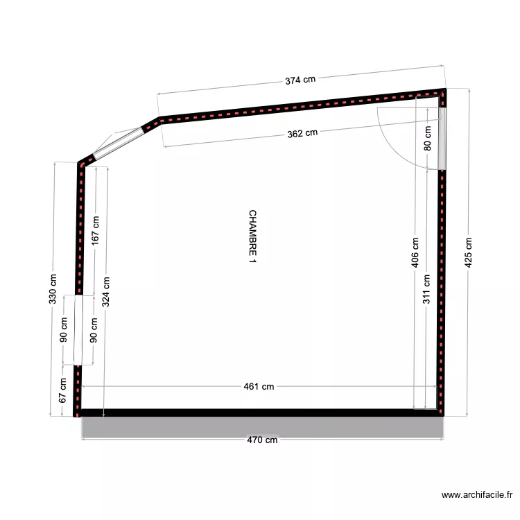 CHAMBRE 1- AVANT TRAVAUX-v3. Plan de CHAMBRE 1- AVANT TRAVAUX-v3. Plan de