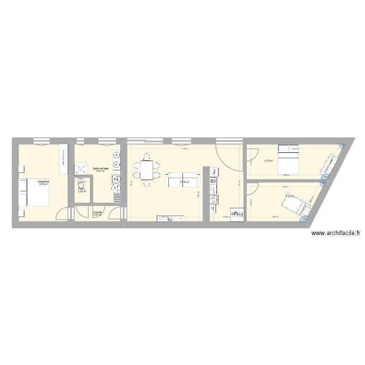 plan dependance. Plan de 7 pièces et 95 m2