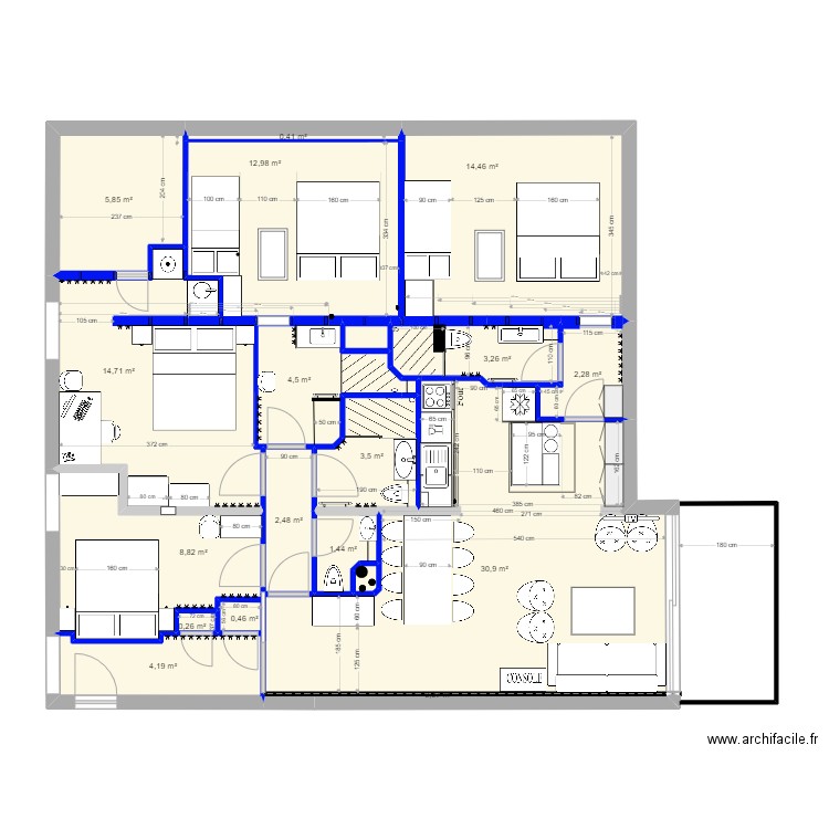 plan du 02 avril 2025. Plan de 19 pièces et 111 m2