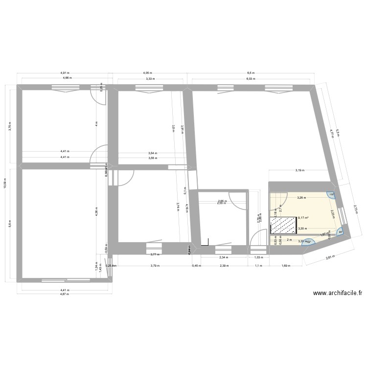beverly premier jet. Plan de 1 pièce et 9 m2