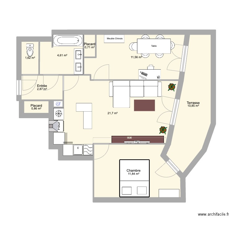 Plan appart 3. Plan de 9 pièces et 67 m2