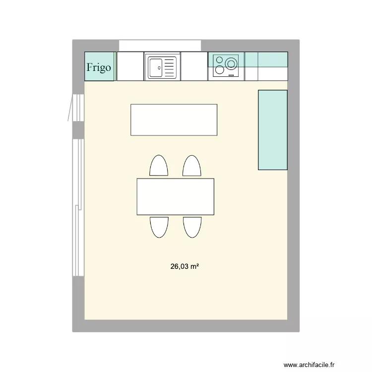 Cuisine inspo. Plan de 1  et 26 m²