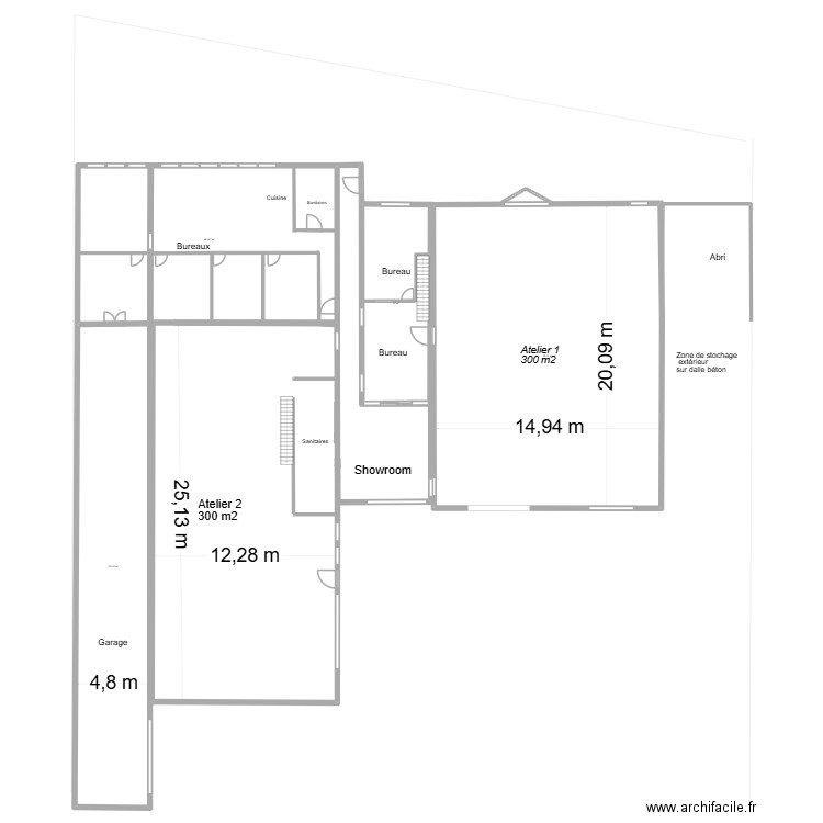 Local industriel Montbrison niveau 1. Plan de 4 pièces et 680 m2