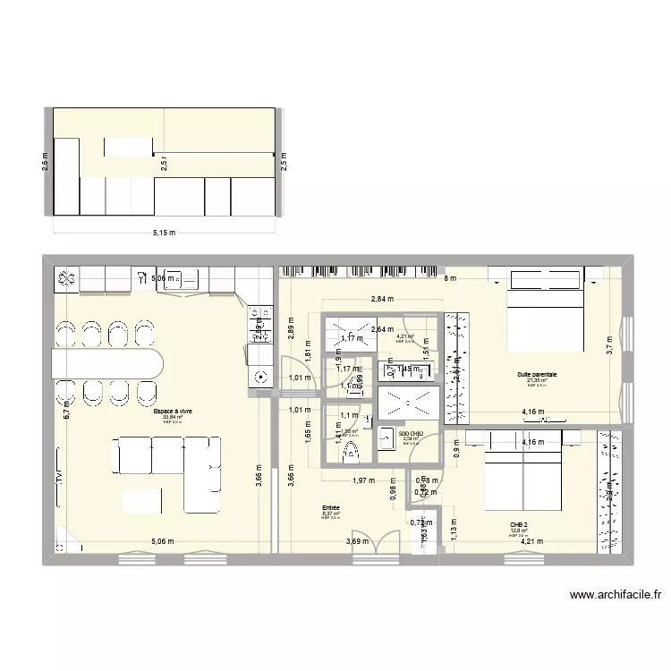 LEBBOS_Appt V3 finalis&eacute;. Plan de 7  et 85 m²
