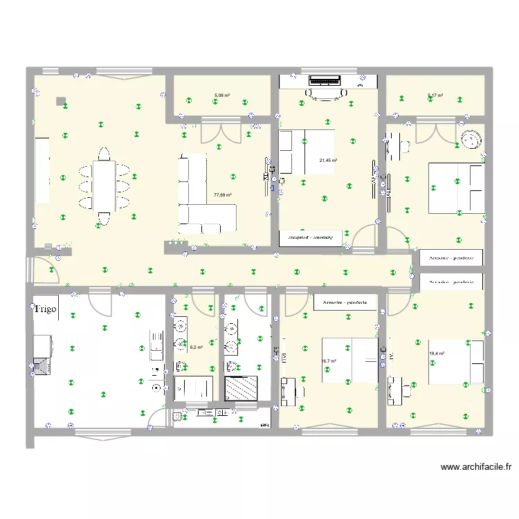 appartement KOUBA. Plan de 7  et 151 m²