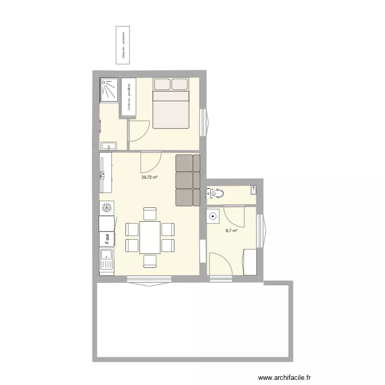 appart Feillens. Plan de 2 Pièces et 36 m²