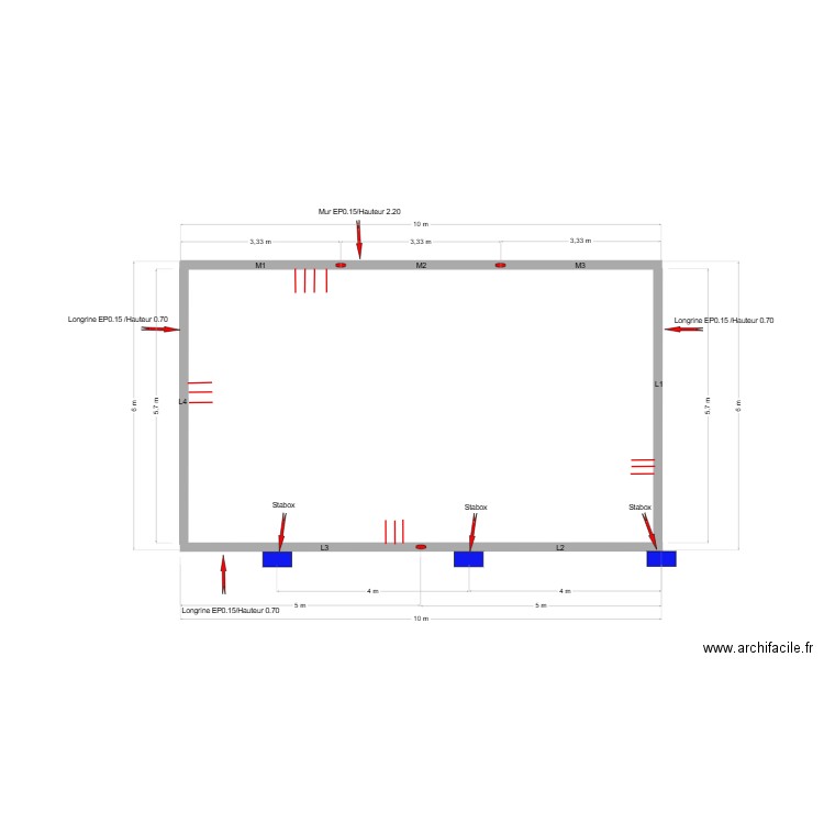 mur prefa. Plan de 0 pièce et 0 m2