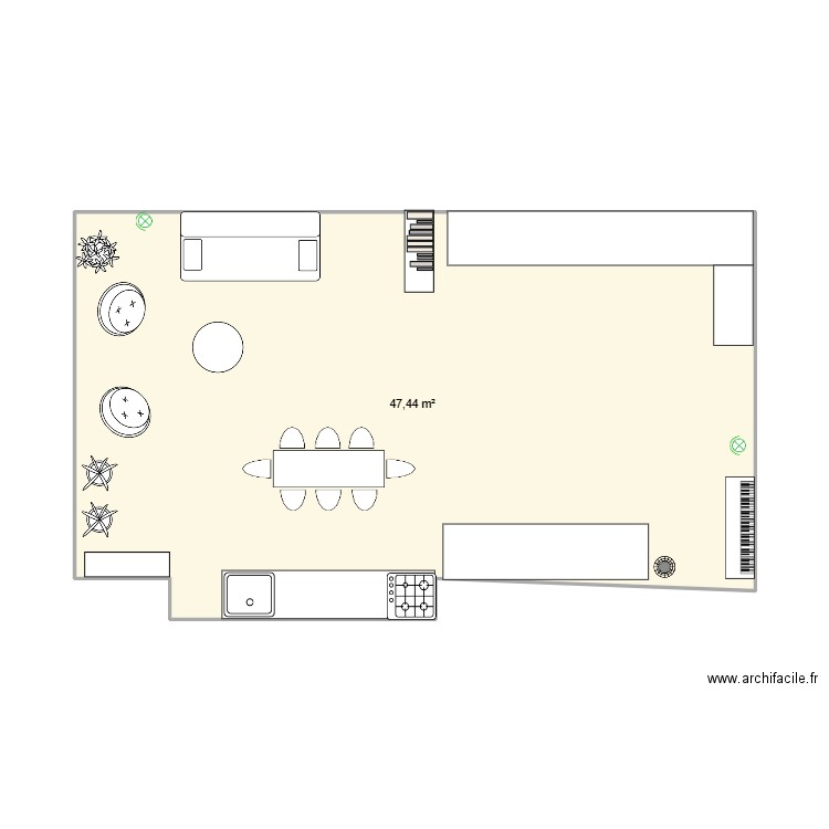 Kissaime1. Plan de 1 pièce et 47 m2