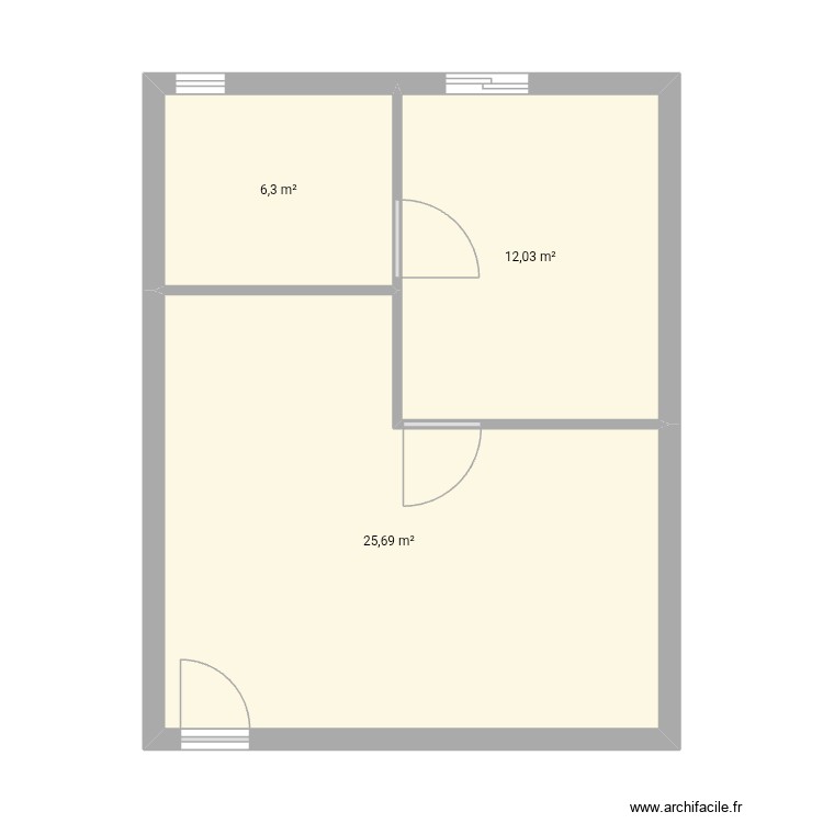 appartement st pierre. Plan de 3 pièces et 44 m2