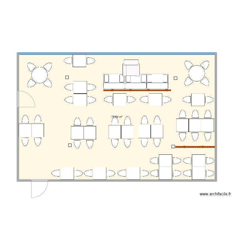 Terrasse Katfys. Plan de 1 pièce et 76 m2