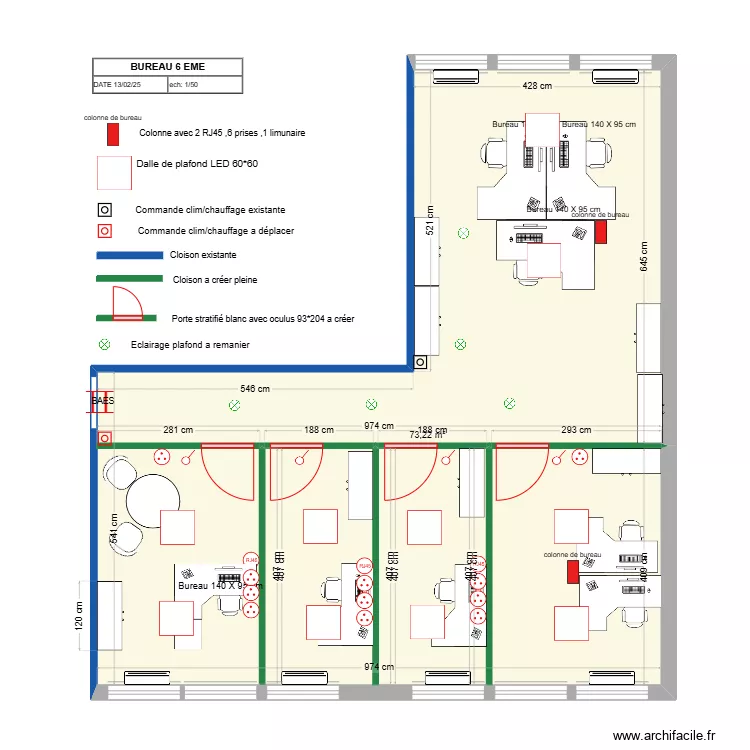 BUREAU 6 EME. Plan de 