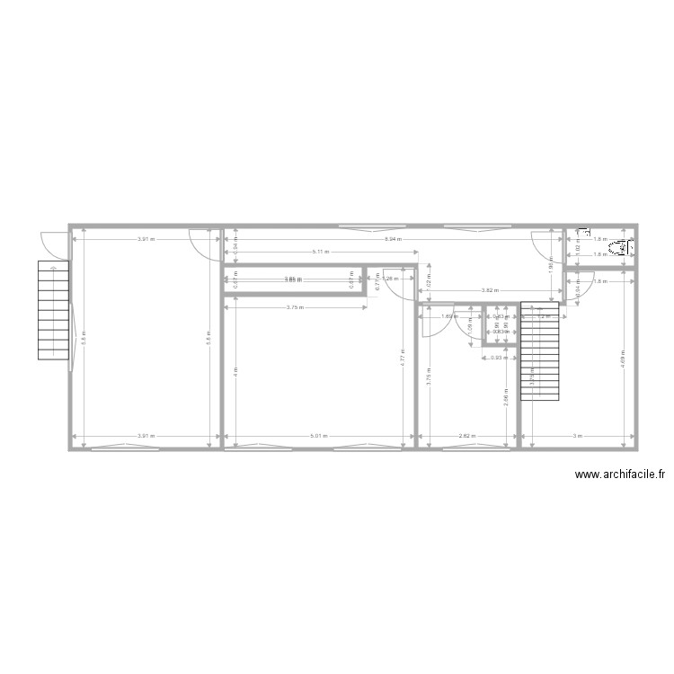 Plan TVD ETAGE. Plan de 8 pièces et 83 m2