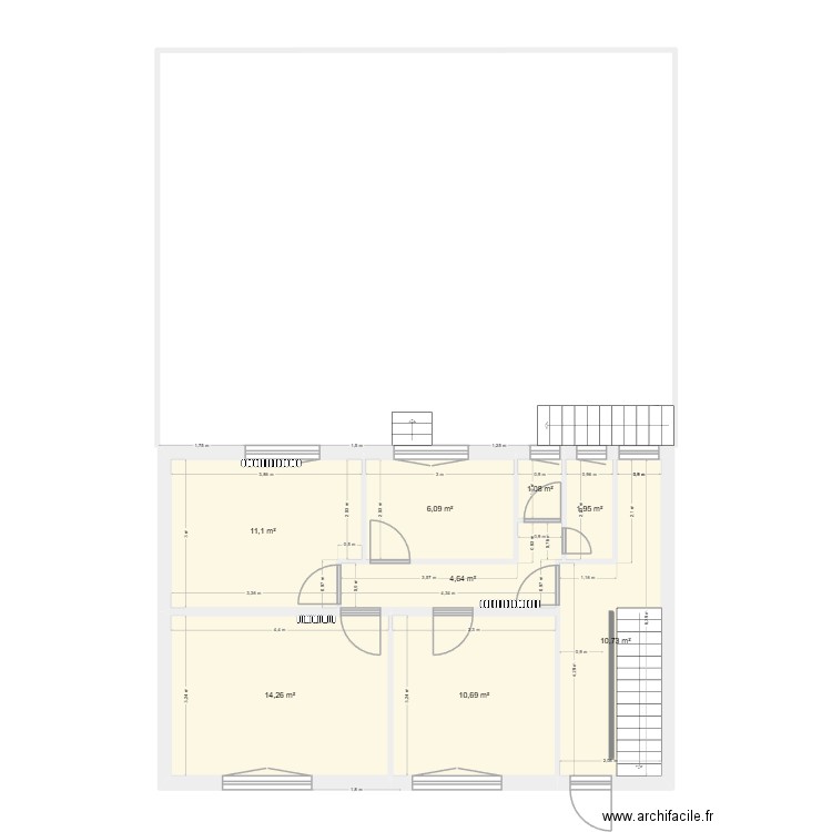 plan original b. Plan de 8 pièces et 61 m2