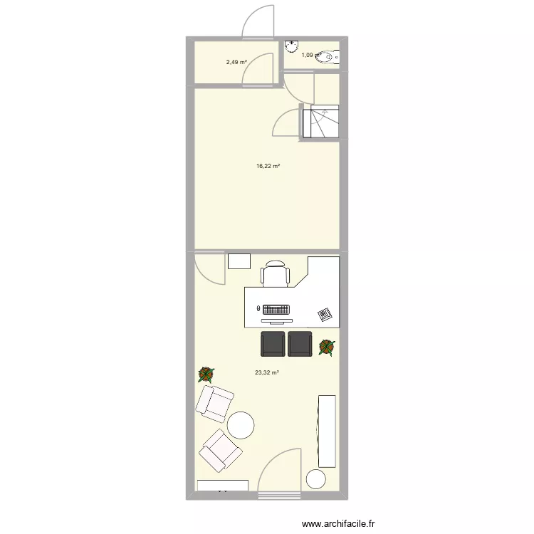 AOV projet. Plan de 4  et 43 m²