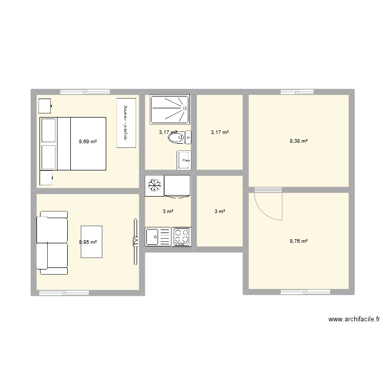 LAK 2. Plan de 8 pièces et 47 m2