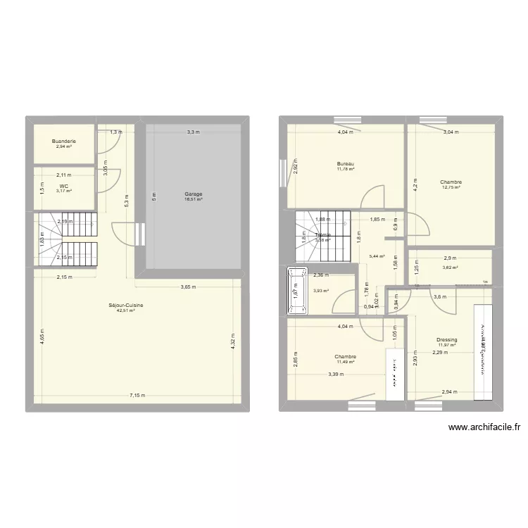 Maison Bonneville 2. Plan de 12  et 129 m²