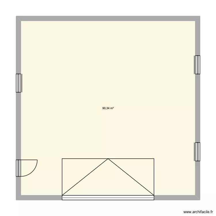 garage 2026. Plan de 1 pièce et 90 m²