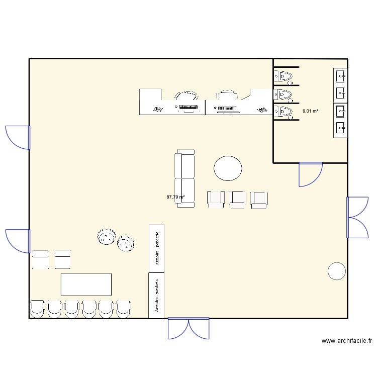new. Plan de 2 pièces et 97 m2