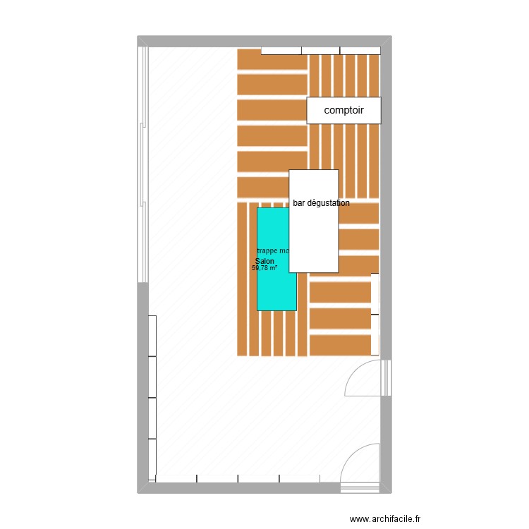 boutique rhum. Plan de 1 pièce et 60 m2
