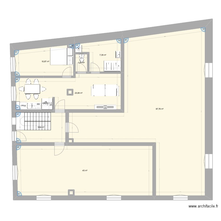 Hangard. Plan de 10 pièces et 186 m2