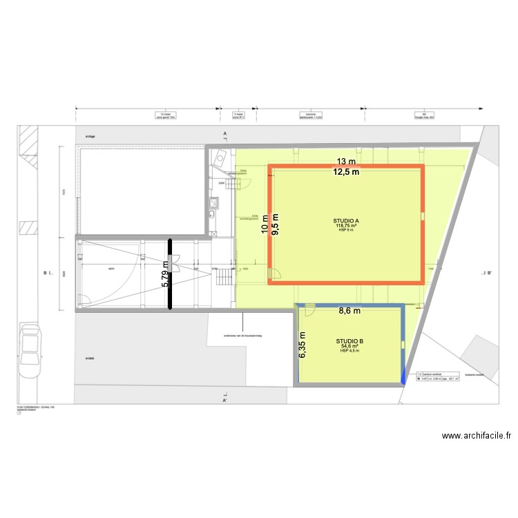 ProjetStudio a decaisser. Plan de 2 pièces et 173 m2