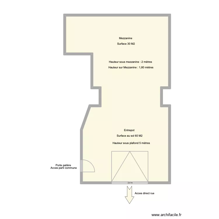 garage. Plan de 1 pièce et 60 m²