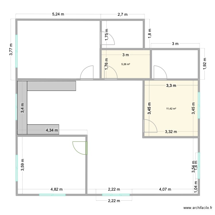 plan villa 4. Plan de 2 pièces et 17 m2