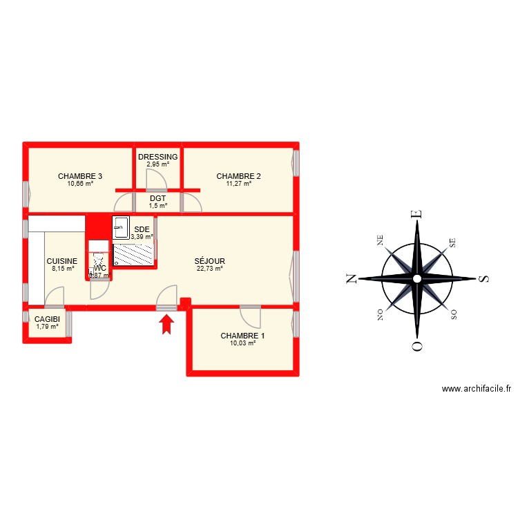 BI 29710. Plan de 12 pièces et 75 m2