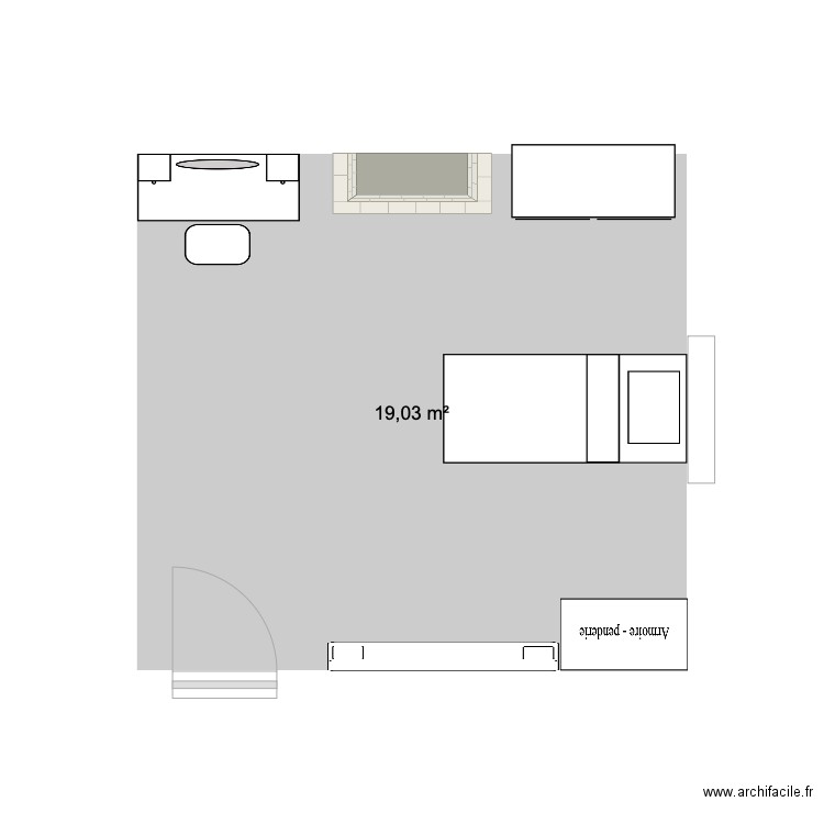 chambre aesthetic ado. Plan de 1 pièce et 19 m2