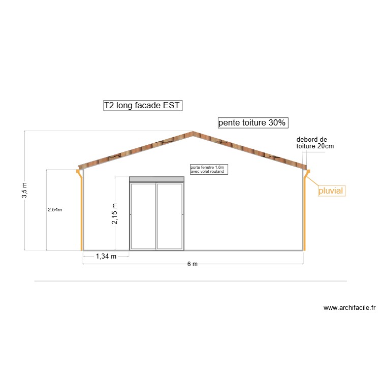 T2 long facade EST. Plan de 0 pièce et 0 m2