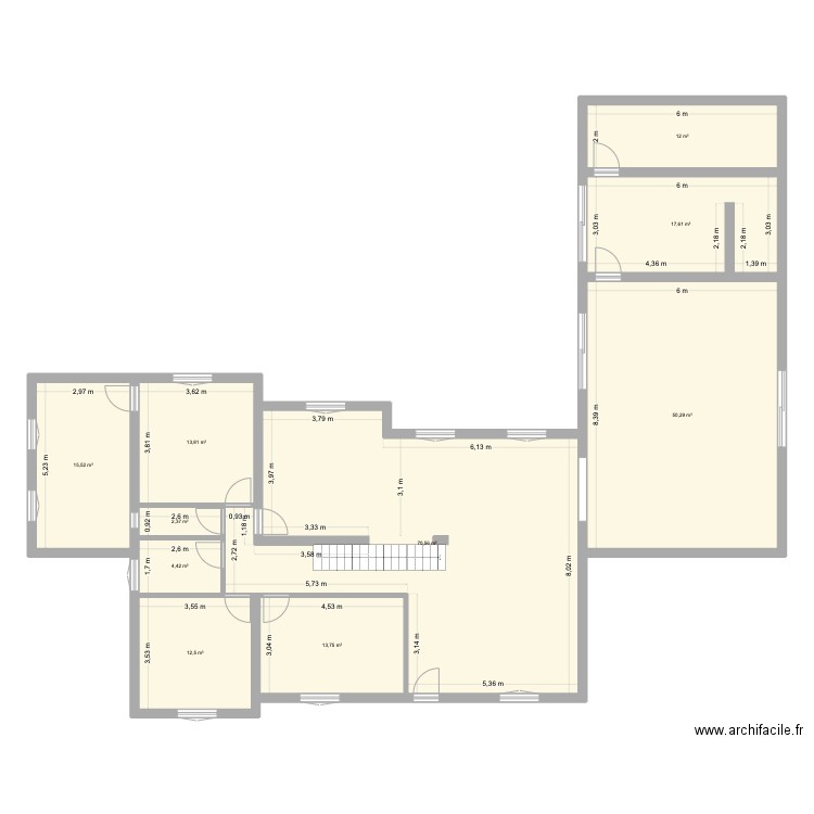 yvrac V1. Plan de 15 pièces et 273 m2