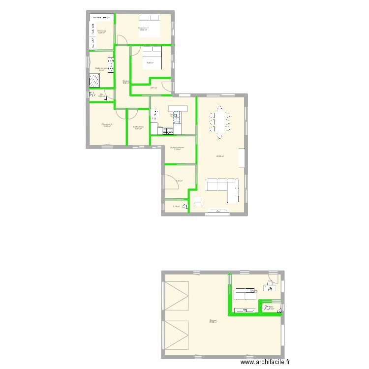 Acq. Plan de 17 pièces et 199 m2