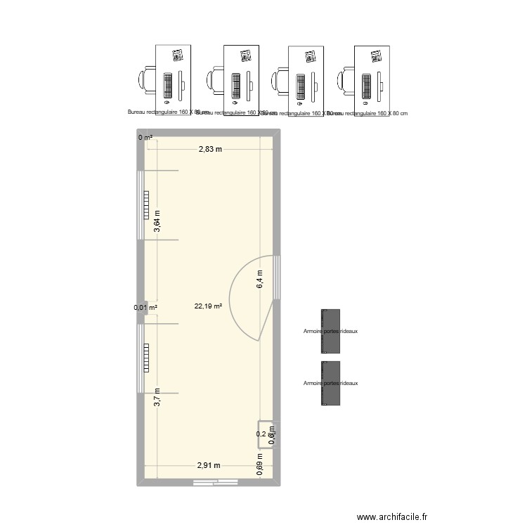 SAV. Plan de 4 pièces et 22 m2
