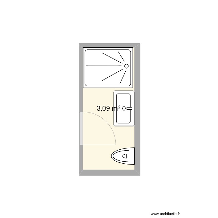 ensuite 2. Plan de 1 pièce et 3 m2