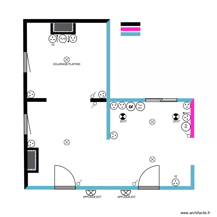 salle/salon/cuisine. Plan de 