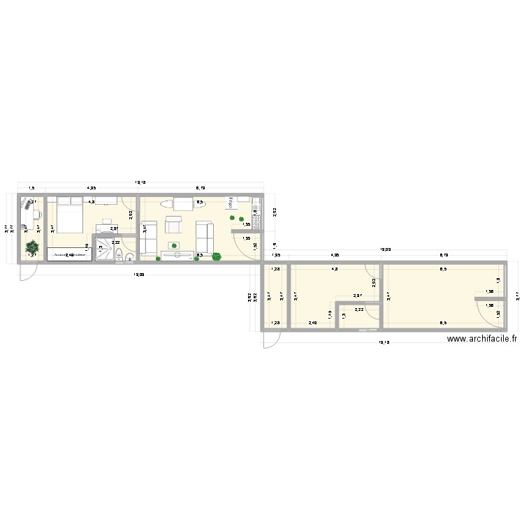 depto jefes 1. Plan de 8 pièces et 86 m2