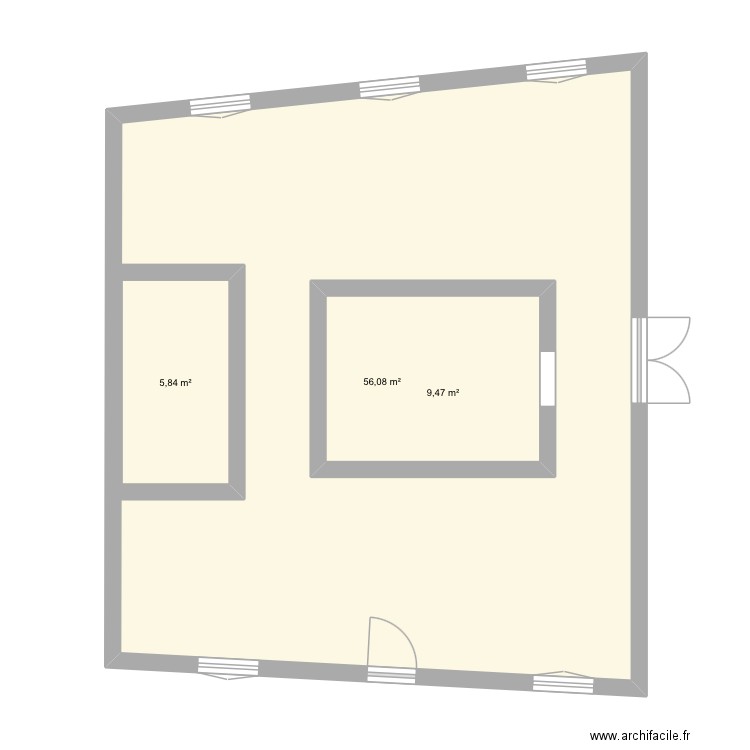 Galerie haute. Plan de 3 pièces et 93 m2