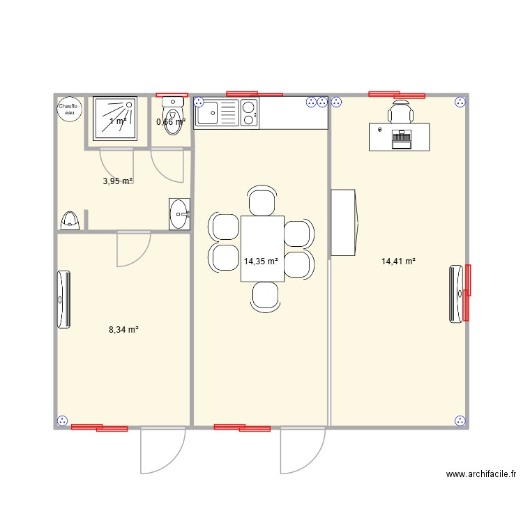 MAIA SONNIER. Plan de 6 pièces et 43 m2