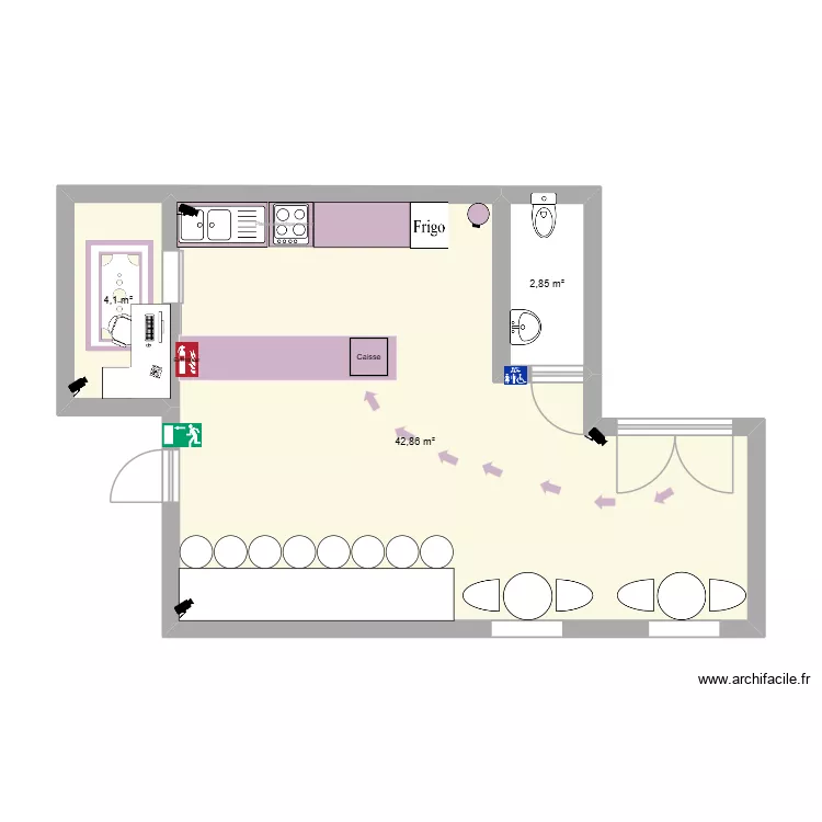 BOULANGERIE. Plan de 3  et 50 m²