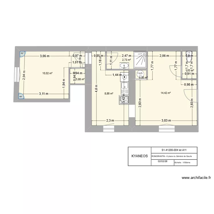 ROMO 4 A11. Plan de 7  et 39 m²