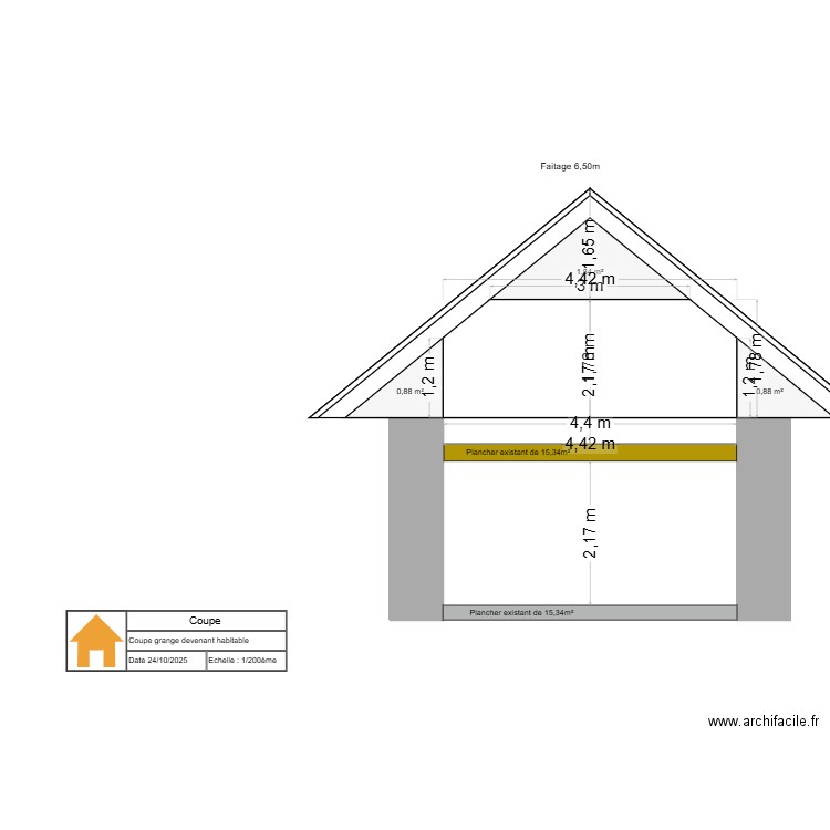 COUPE. Plan de 0 pièce et 0 m2