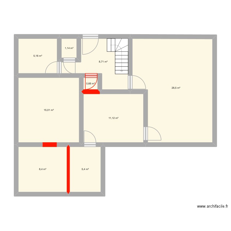 Julie Sarrand. Plan de 13 pièces et 127 m2