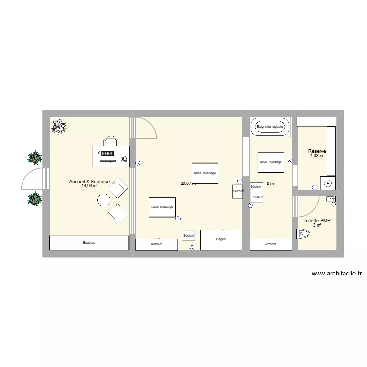 Patte &Eacute;legante 1. Plan de 5  et 50 m²